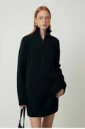 Black wool bandage dress with loose lapel top and long sleeves