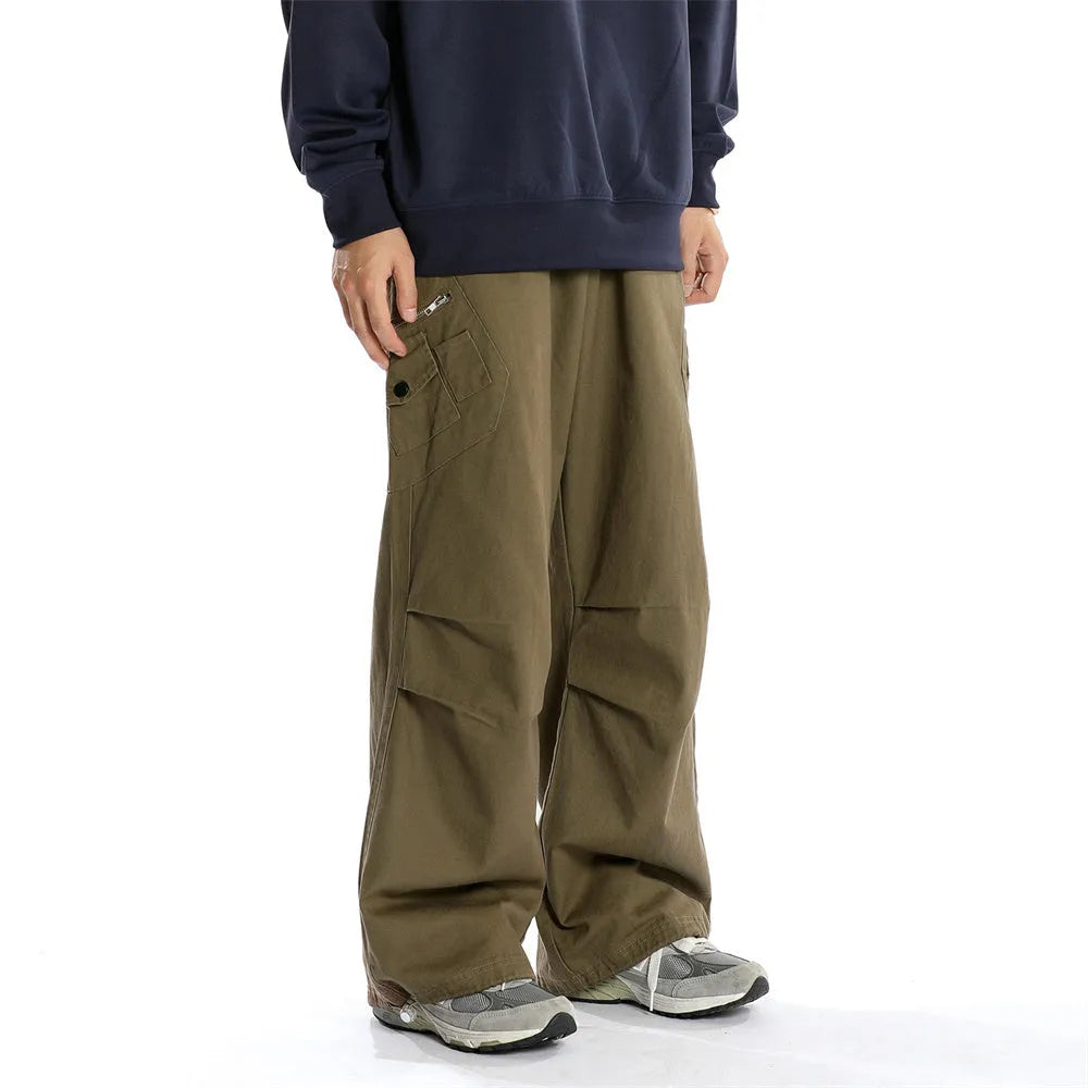 Men's casual cotton trousers in solid black colour, leisurewear for youth, front view