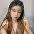 Water drop gem hair jewelry in Black Lace with silver plated alloy and gem inlay