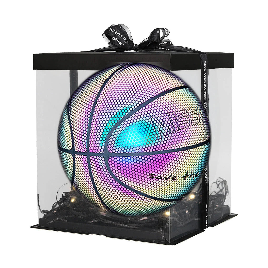 Glowing luminous fluorescent basketball with unique reflective effects for night games