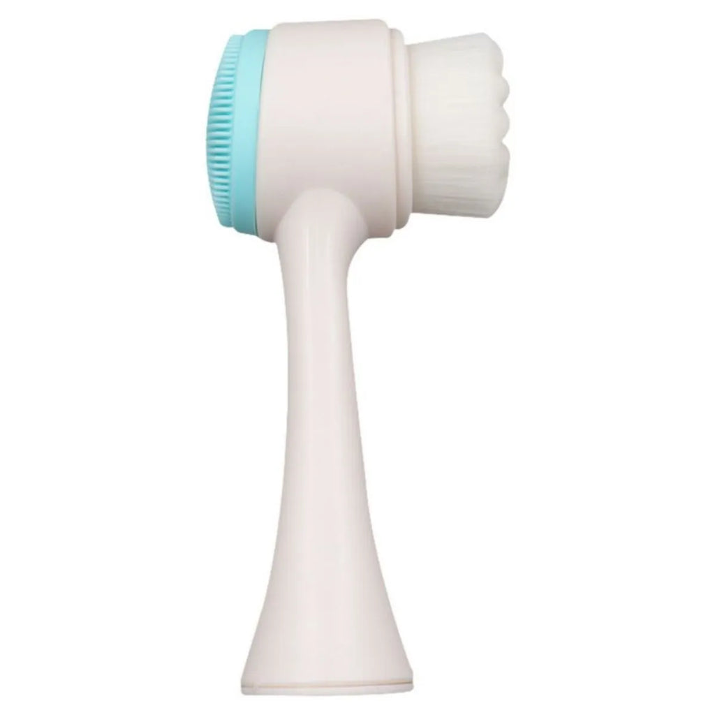 Blue and pink nylon pet paw brush for dogs and cats on a white background