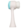 Blue and pink nylon pet paw brush for dogs and cats on a white background