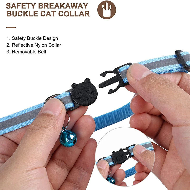 Reflective Airtag pet collar with bell for cats and dogs, adjustable and waterproof