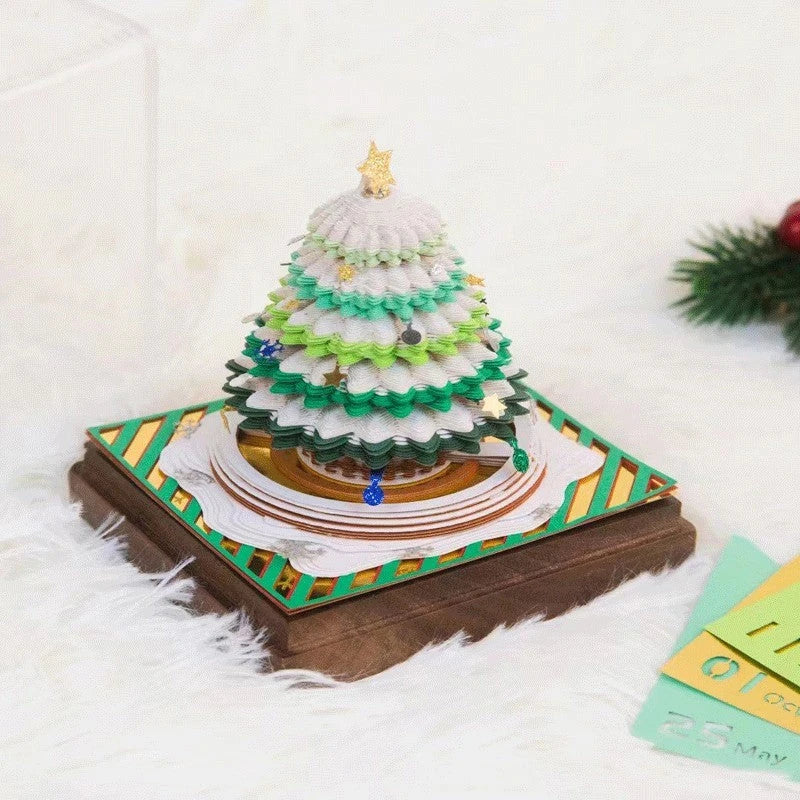 3D Dimensional Christmas Tree Paper Carving Calendar Notepad