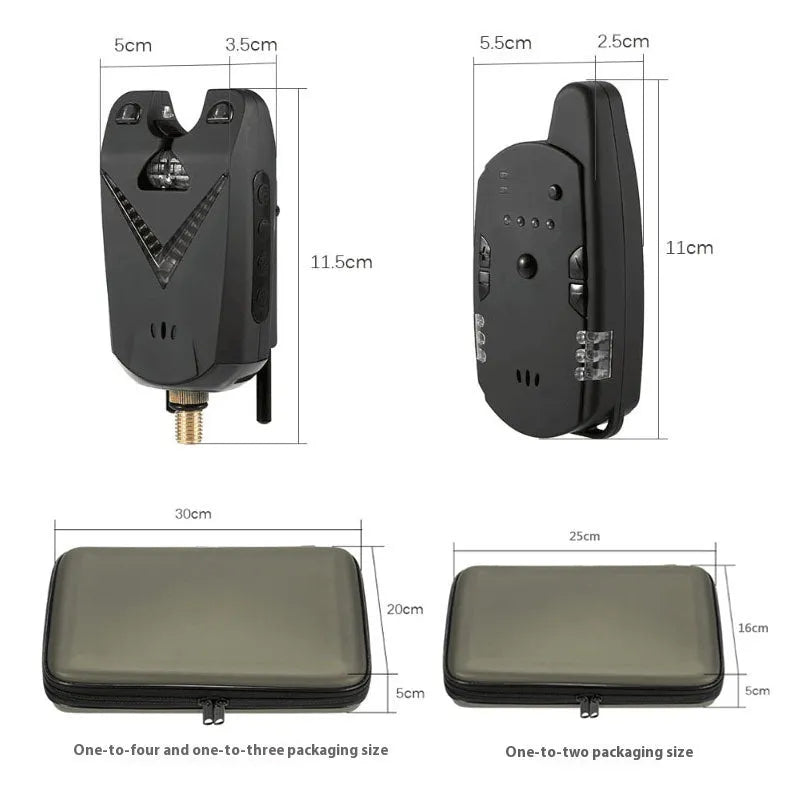 Wireless fishing electronic bite alarm with ABS plastic housing for multi-rod monitoring