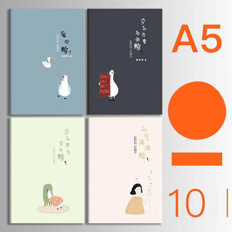 Set of 10 thread-bound A5 notebooks with kraft paper covers showing bear and sakura designs
