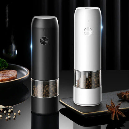 USB rechargeable electric pepper and salt grinder set with adjustable coarseness and LED light