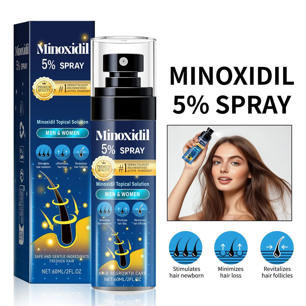 White bottle of hair thinning relief moisturising spray 60ml on clean background