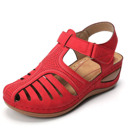 Women's Plus Size Retro Sandals with round toe and buckle design in various colours