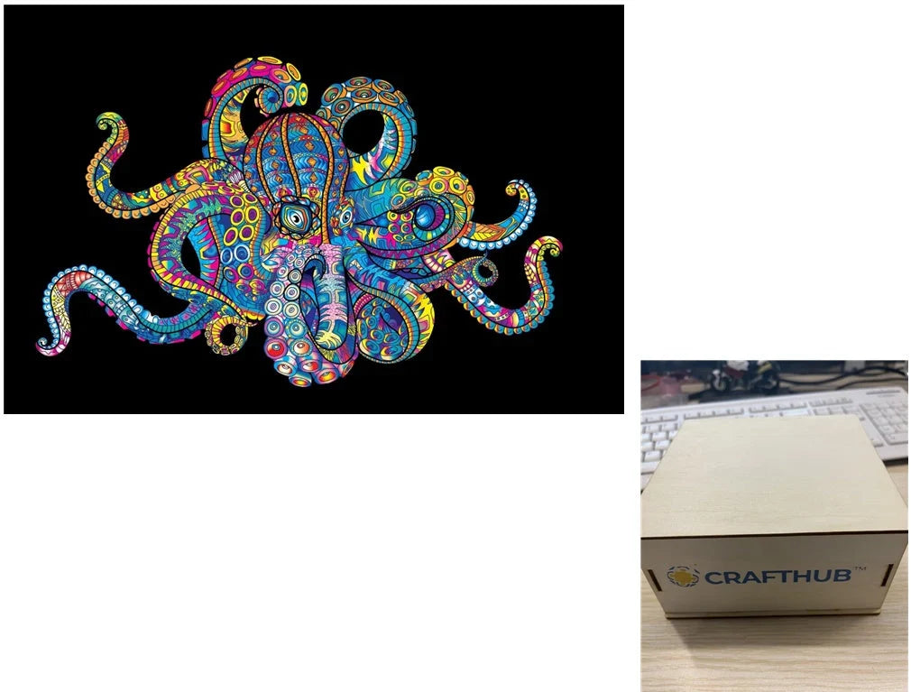 Animal Puzzle Craft Hub A3 Size Wooden Box for puzzle storage and display