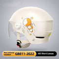 Khaki coloured motorcycle half helmet for adults on a white background, showing the ABS shell and short glasses attachment.