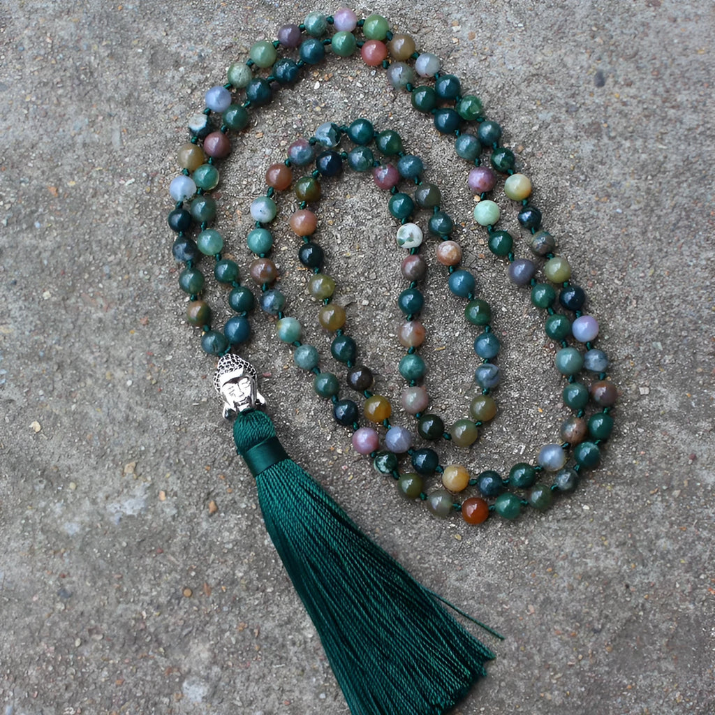 Natural India agate bracelet with 108 geometric beads in 6mm sizing for business gifts