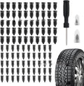 Rubber tyre repair screw kit with black screwdriver, 50 large and 50 small screws