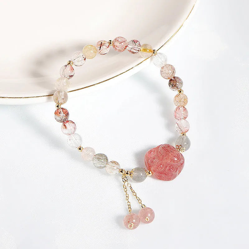 Women's handmade crystal bracelet with animal zodiac modelling in Korean style