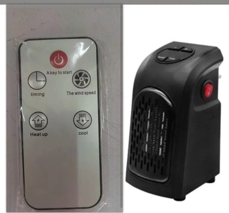 Compact ceramic fan heater with adjustable temperature settings for home and office use