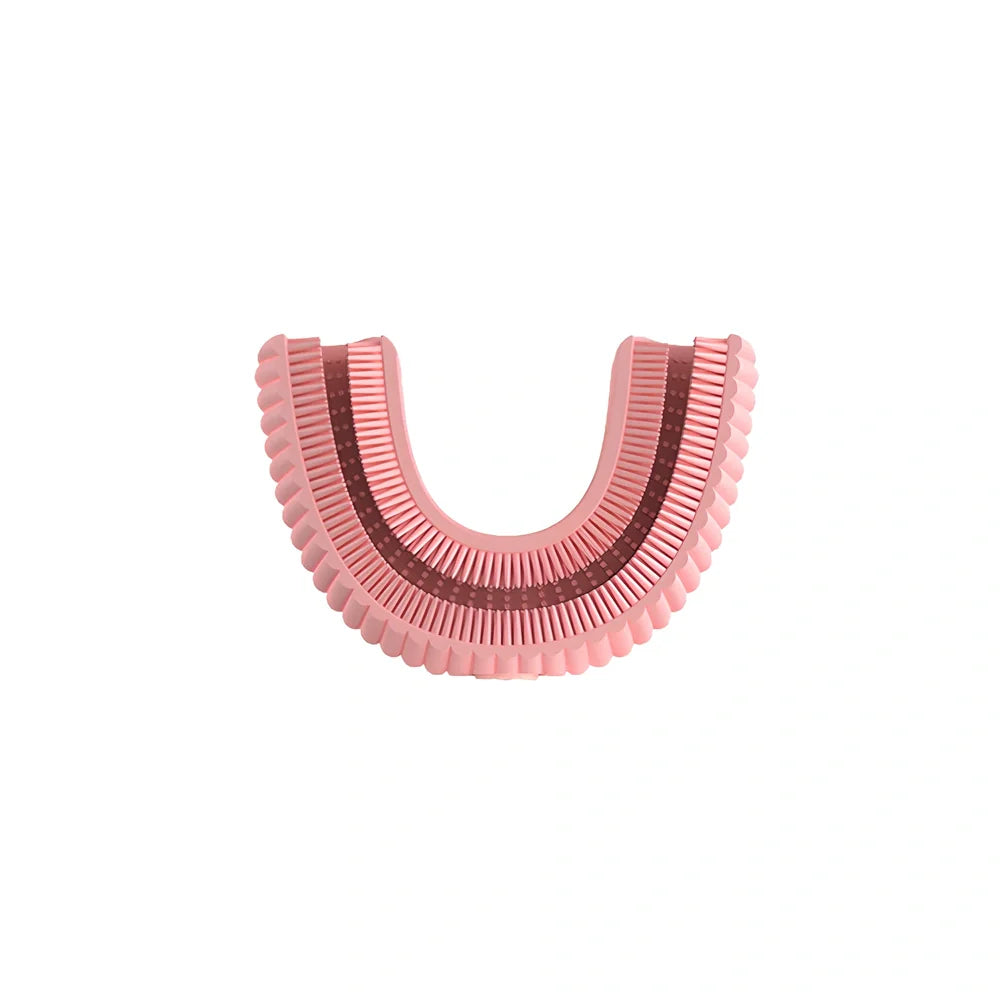 Pink cat patterned kids electric toothbrush with ultrasonic swing head, USB charging base, sized for ages 2-6