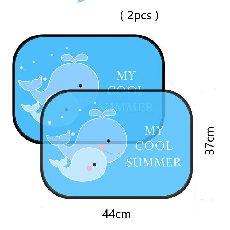 Electrostatic adsorption nylon mesh car side window sunshade shown in one of four available size pairs.