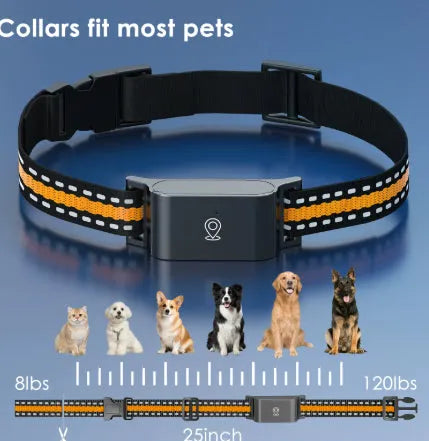 Pet GPS tracking collar in black ABS plastic with GPS module for dogs and cats