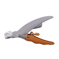 Yellow LED pet nail trimmer with magnifying glass and hardened steel blades for cats and dogs.