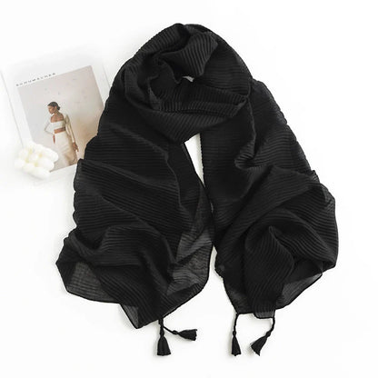 Herringbone pattern artificial cashmere scarf in various colours with tassel fringe