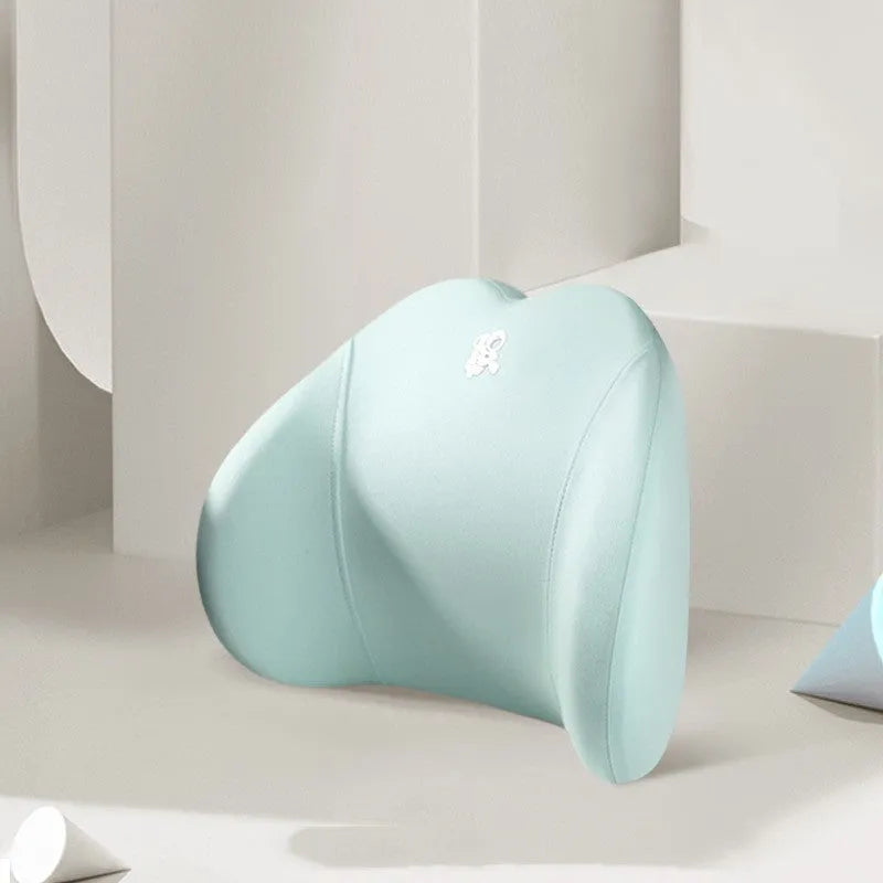 Heart-shaped memory foam car pillow set with cotton cover showing headrest and lumbar support pillows