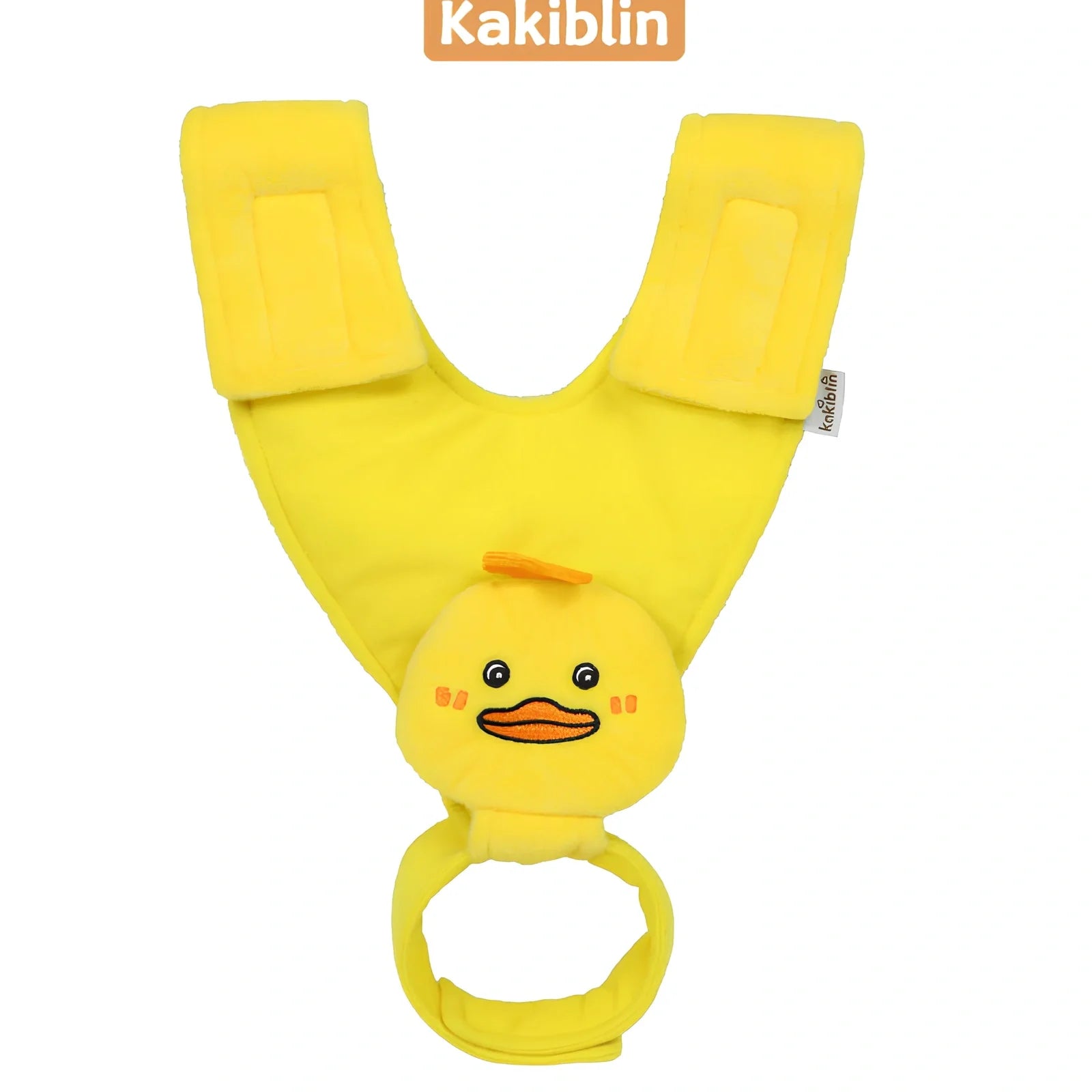 Breastfeeding pillow in duck pattern with Velcro straps, 60cm long, attached to stroller for baby support