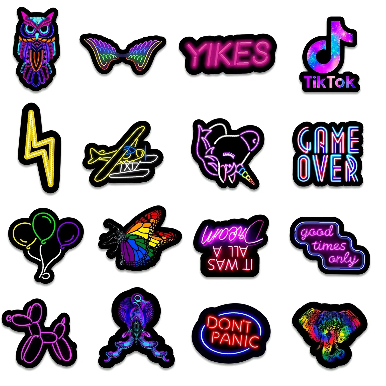 Pack of 50 irregular neon red PVC stickers for decorating car trunks, phones, and water cups on smooth surfaces