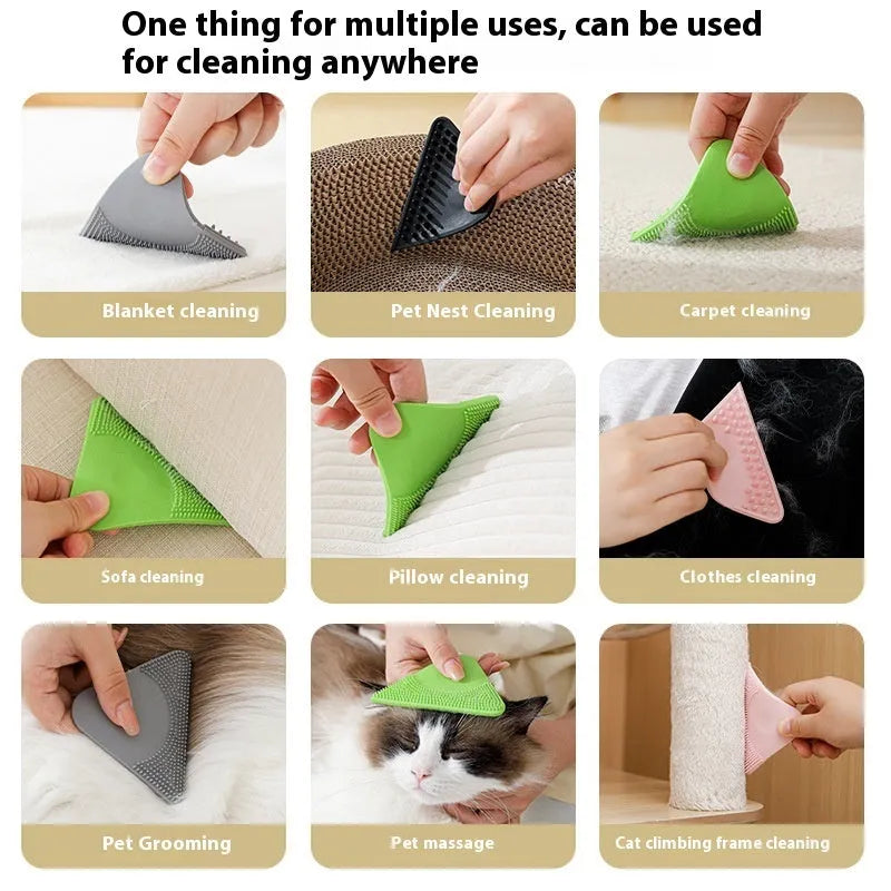 A PTE pet hair scraper brush tool for grooming pets and removing fur from fabrics.