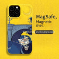 Men's magnetic retro phone case with oil painting design for iPhone 13 14 drop-resistant resin cover