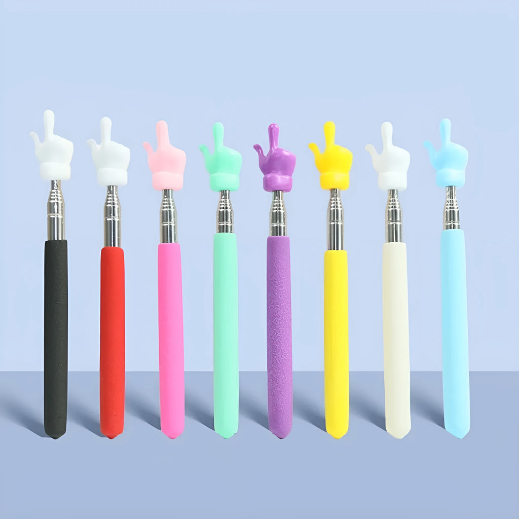 Retractable stainless steel baton teaching pointer in multiple colours for classroom and home use