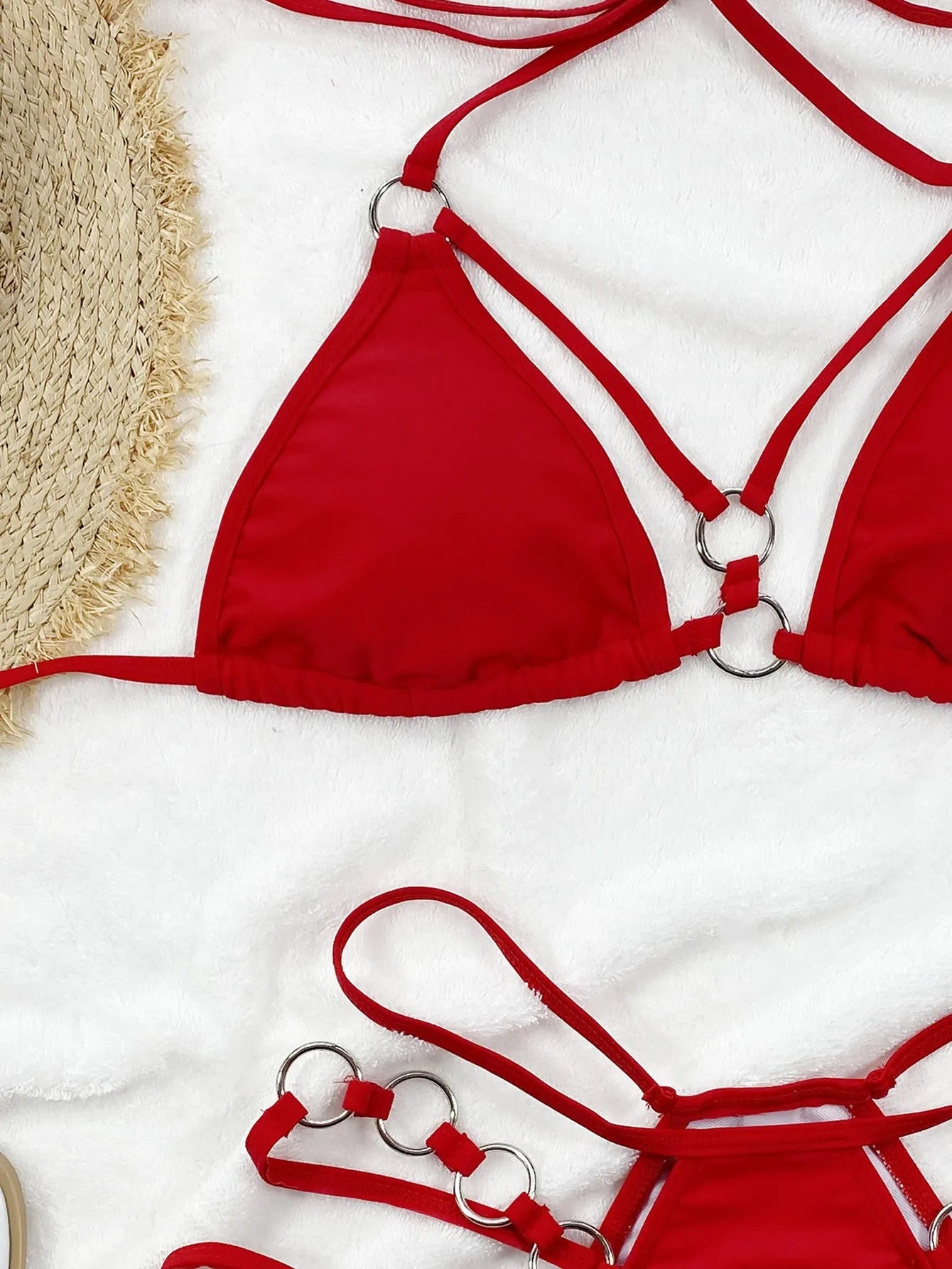 Women's nylon bikini swimwear set with separated top and bottom in multiple colour options