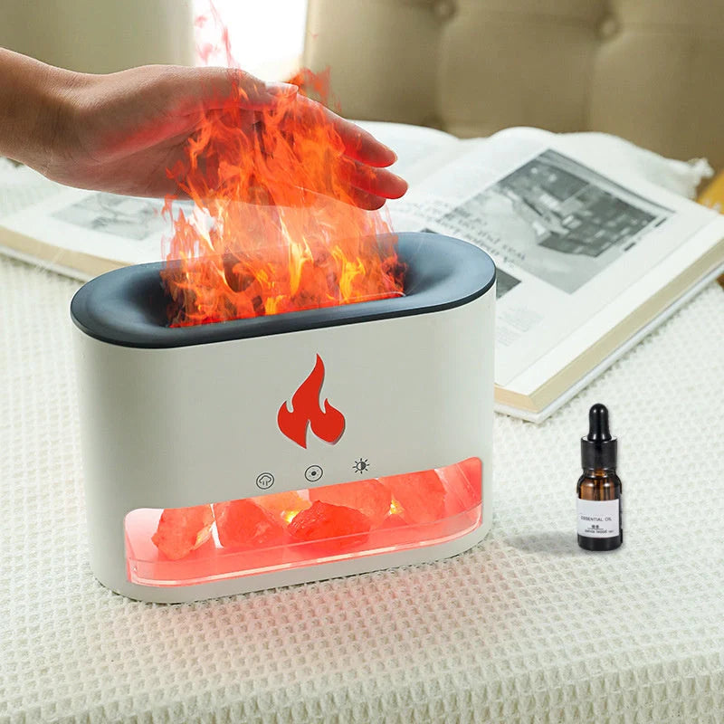 Flame Humidifier with 3D simulation flame and aromatherapy function