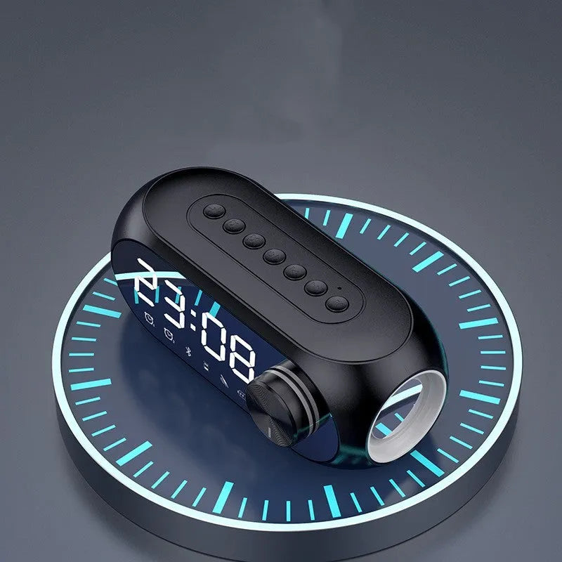 USB portable mini clock with extra bass speaker in S8 Black, White, and Blue colour options