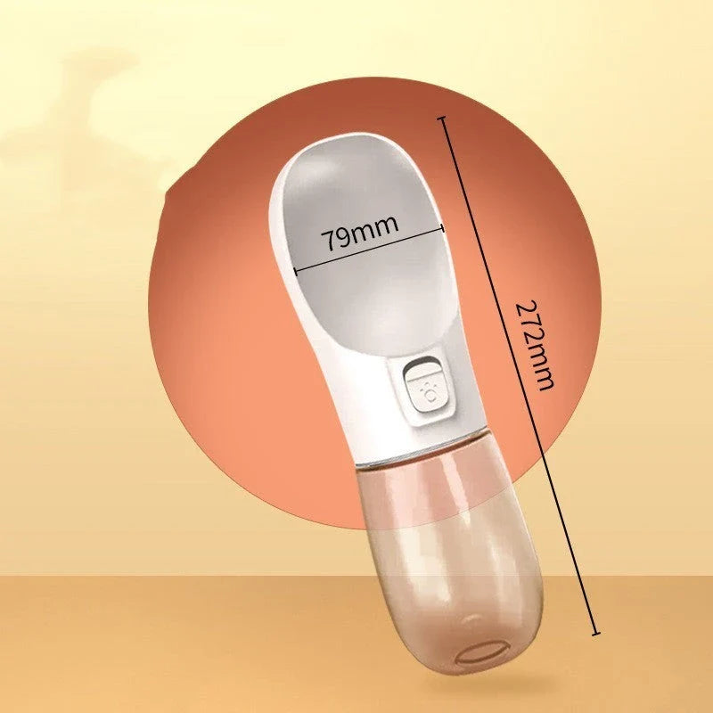 Portable Dog Water Bottle Feeder for outdoor adventures, available in blue, pink, green, and grey.