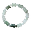Tianshan Emerald and natural chalcedony diamond-cut beaded bracelet with coconut shell beads and a safety lock.