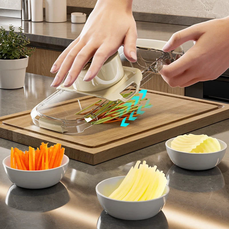 2in1 multifunctional vegetable cutter with five replaceable blades for efficient food preparation