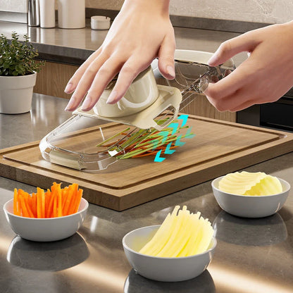 2in1 multifunctional vegetable cutter with five replaceable blades for efficient food preparation