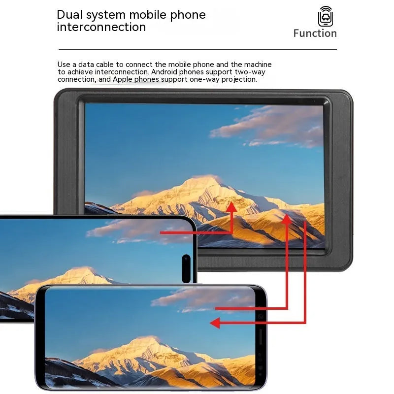 Black vehicle-mounted MP5 player with 7-inch screen on universal car bracket