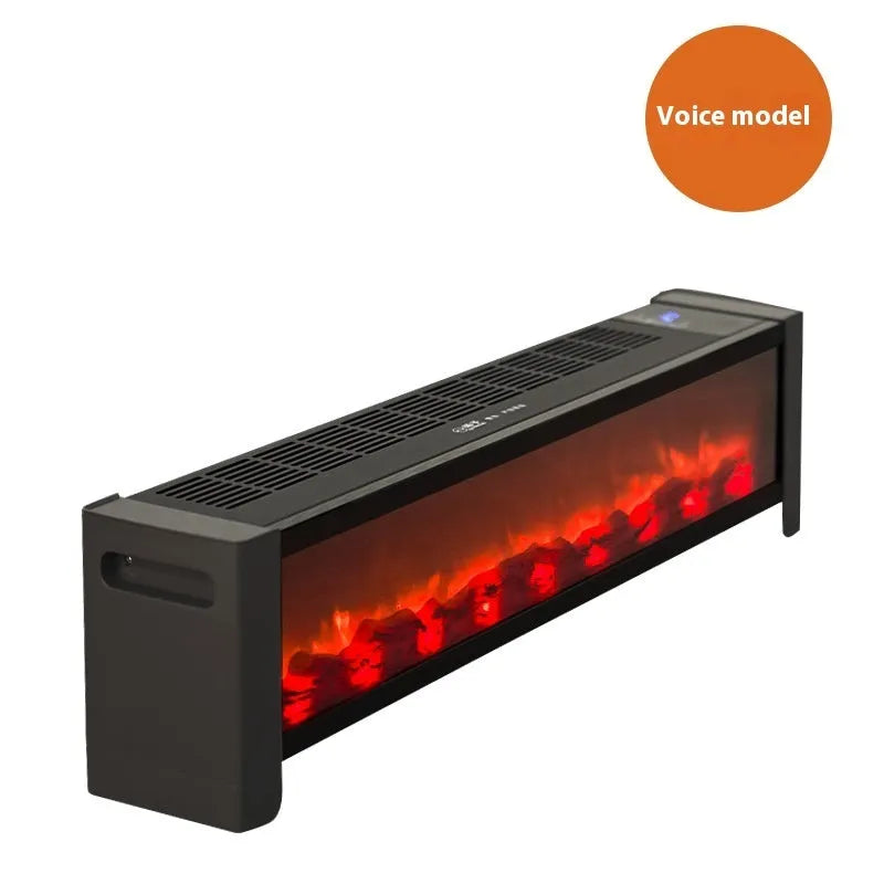 3D simulation flame skirting line heater with voice control, 2000W, 870mm by 195mm by 265mm