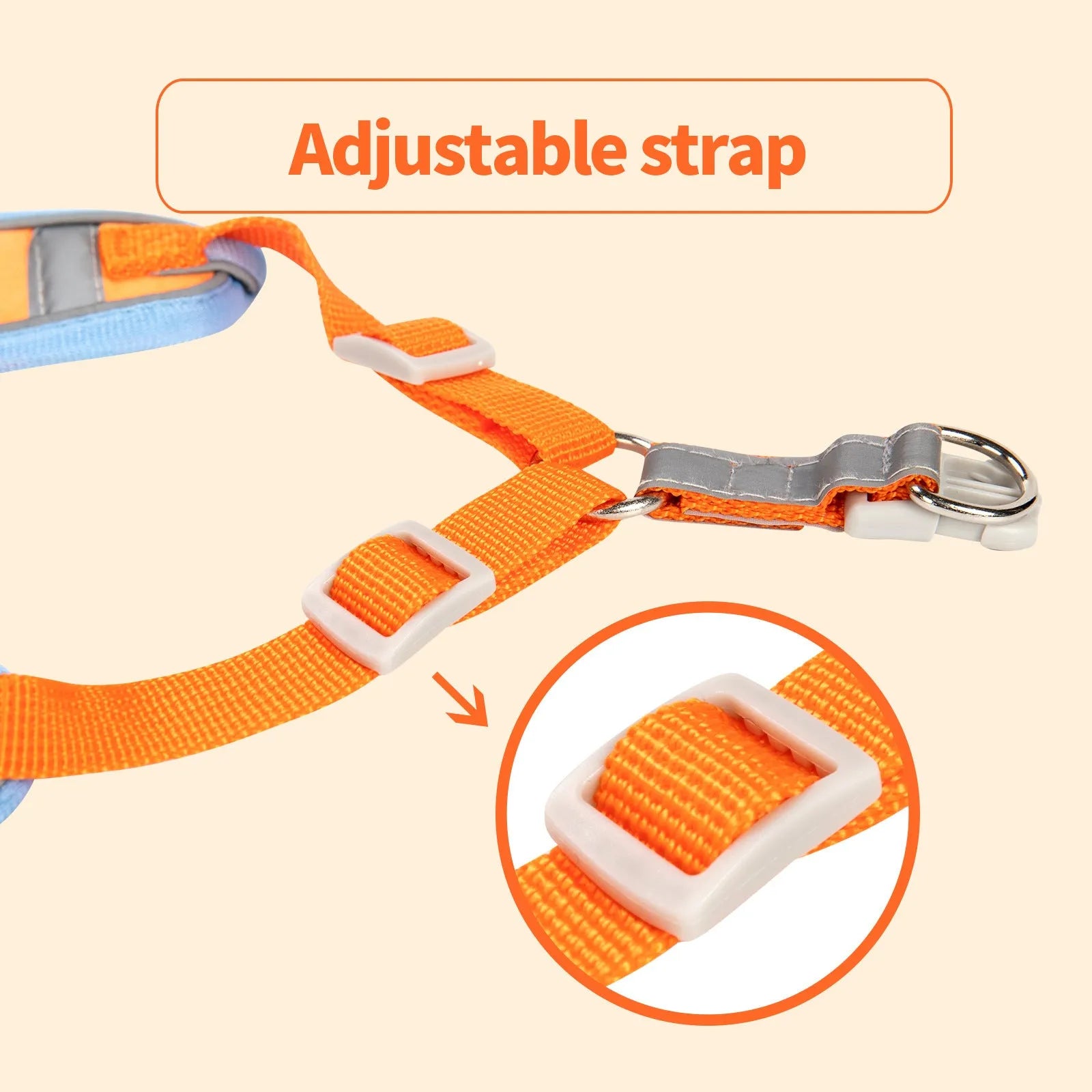 Adjustable dog harness vest with haulage rope in purple, blue, orange, red, brown or green