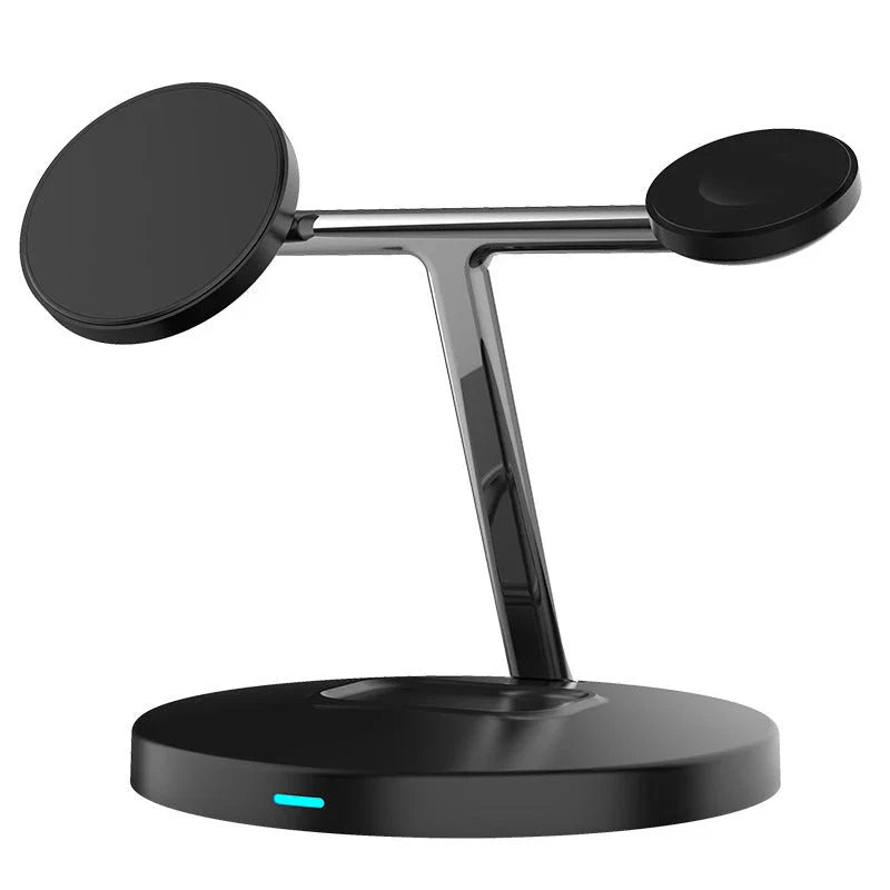3-in-1 Magnetic Wireless Charger for Apple Devices in black and white