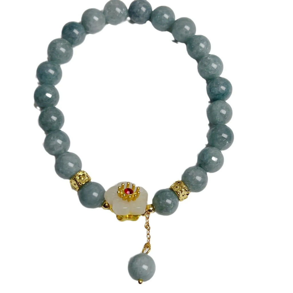 Women's adjustable jade rope bracelet with retro styling and manual craftsmanship