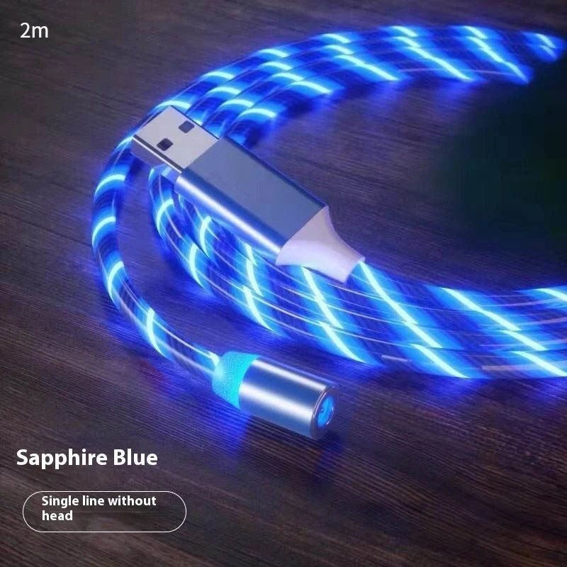 Magnetic charging cable with LED indicator, available in blue, red, green, and colorful options.