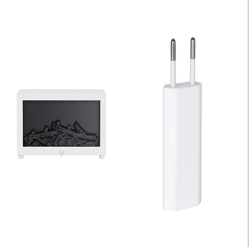Square flame aromatherapy machine with 3D flame effect and LED lights, includes remote control