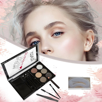 GLAZZI eyebrow palette with six shades, stencils, and brushes for perfect eyebrows