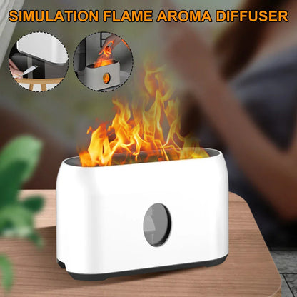 Multifunctional aroma diffuser with realistic flame effect, humidifier, and essential oil diffuser for home decor and air quality enhancement