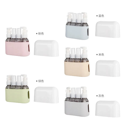 Leak-proof travel bottle set in various colours for cosmetics and lotions