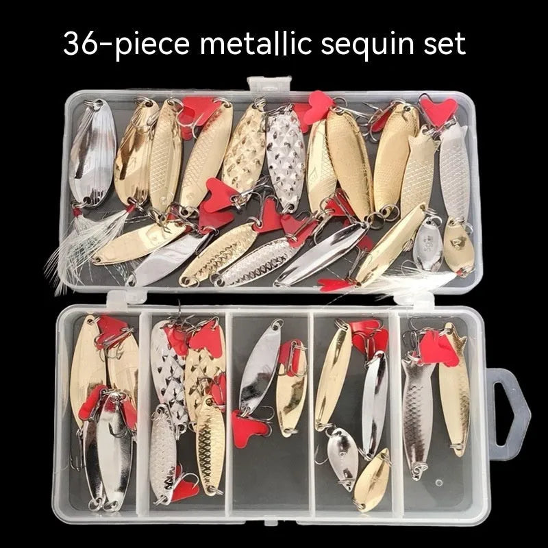 Fishing lure with metal sequins and pineapple sequin box packaging