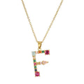 Copper micro-set zirconium letter initial pendant necklace on chain, light luxury style