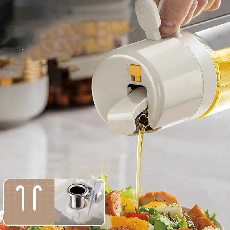 550ml warm grey glass cooking oil sprayer bottle with switchable pouring and spraying cover